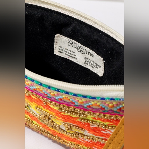 Handmade Hand Beaded Wristlet Clutch - Ethnic Inspired Design - Bright Colorful - Picture 5 of 6